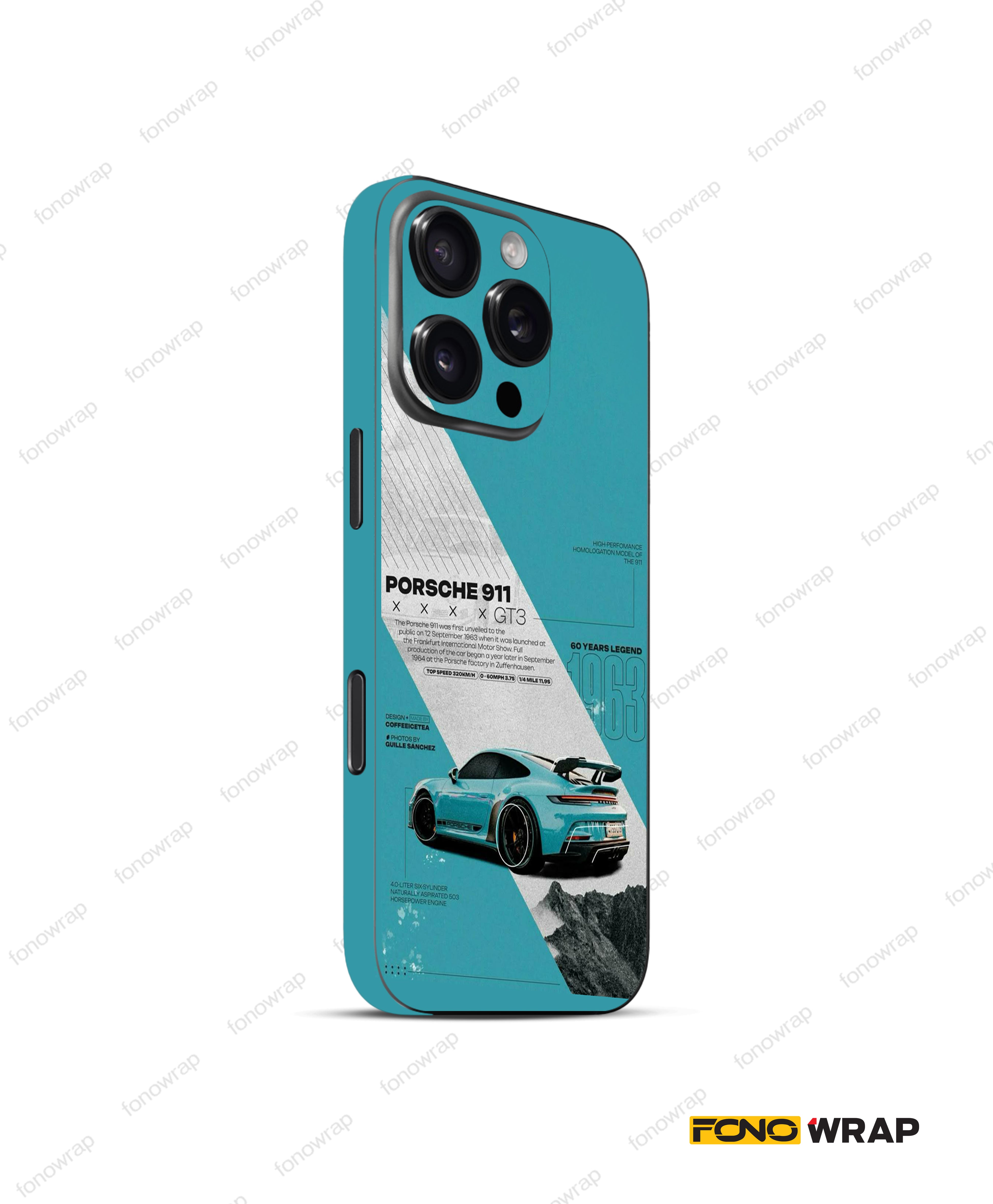 Porsche Cyan Matte Mobile Skin