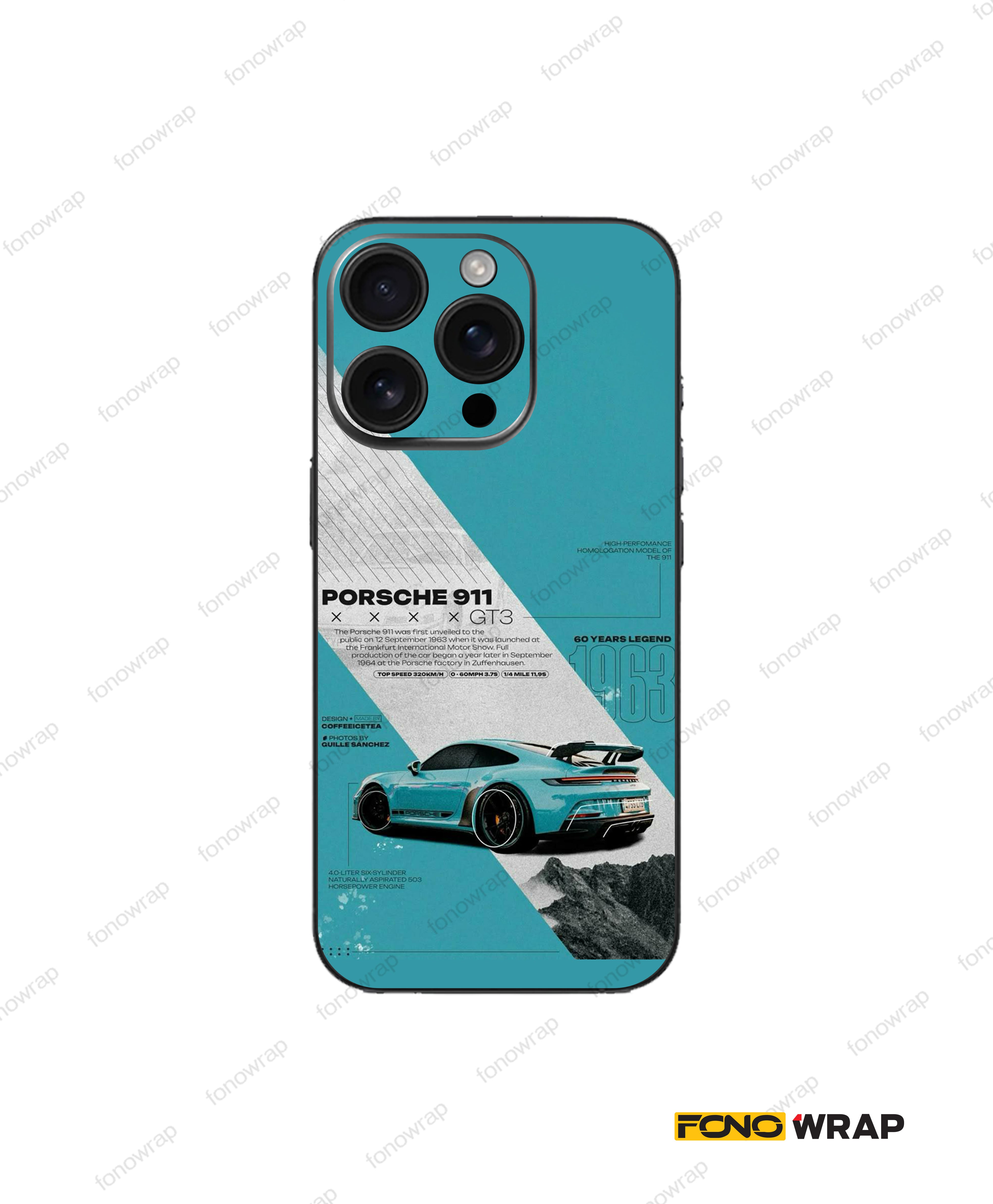 Porsche Cyan Matte Mobile Skin