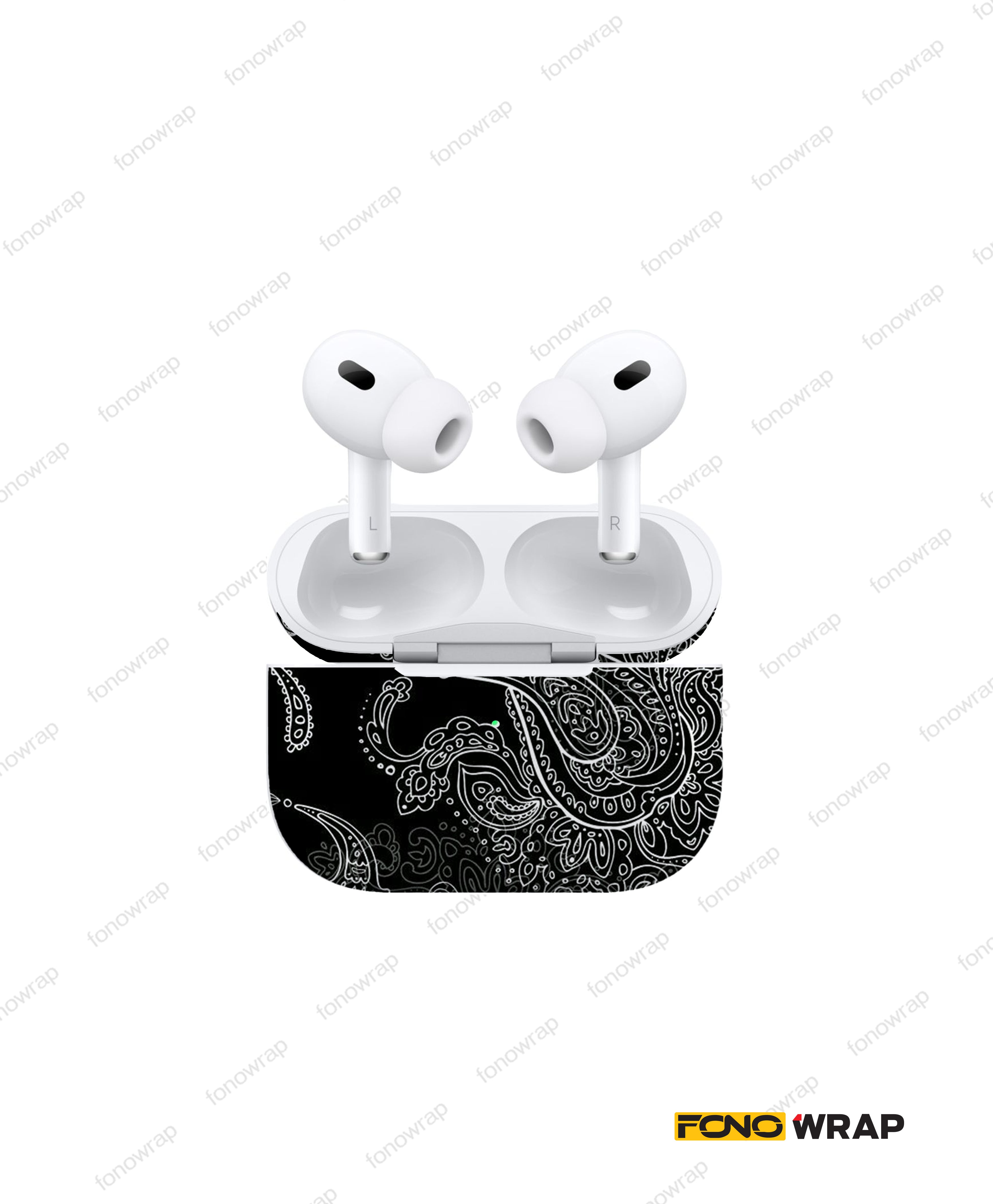 White Paisely Airpod Skin