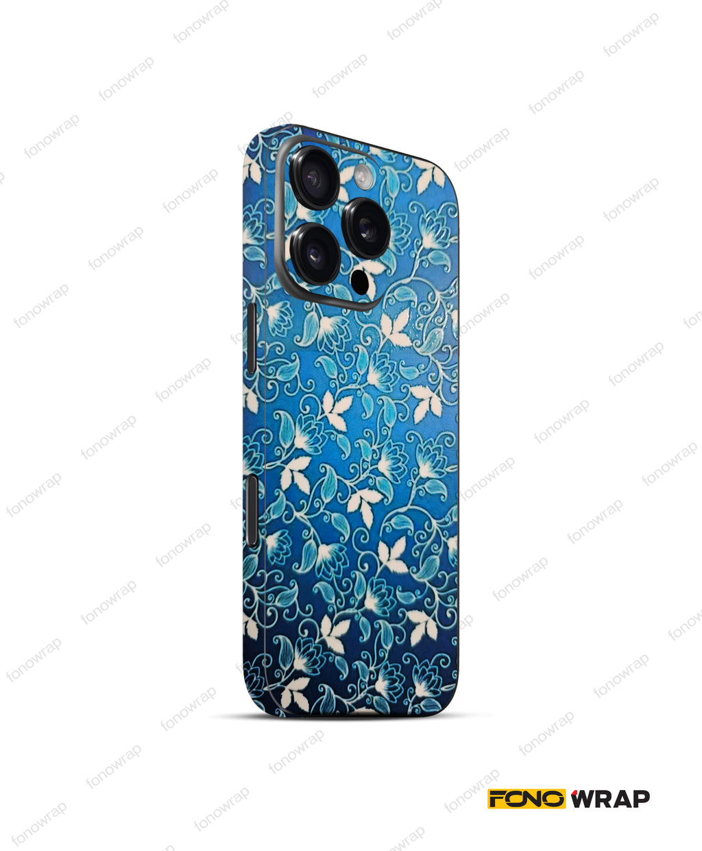 Blue Floral Embossed Mobile Skin