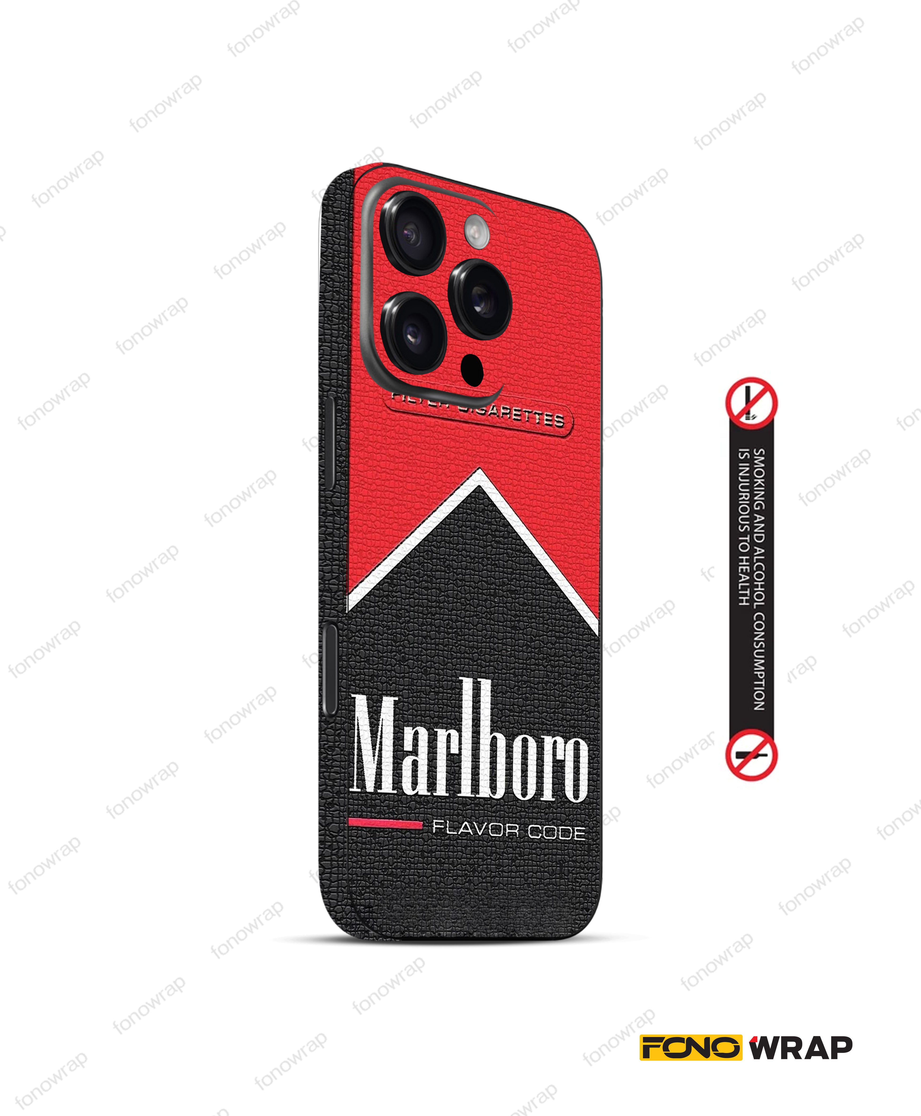 Black Marlboro 3D Embossed Mobile Skin