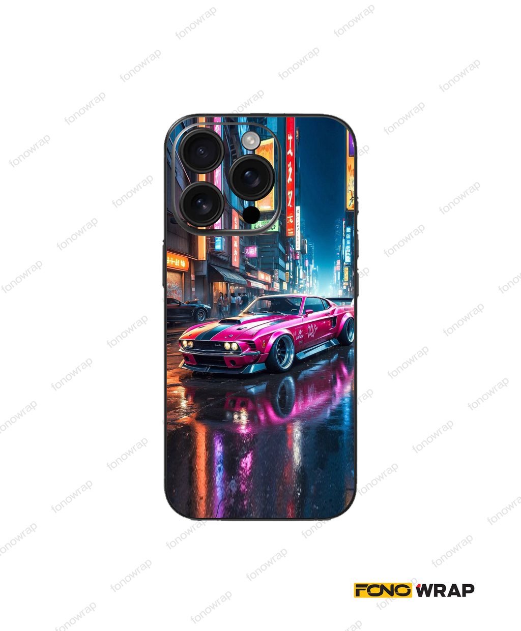 Pink Car Embossed Mobile Skin