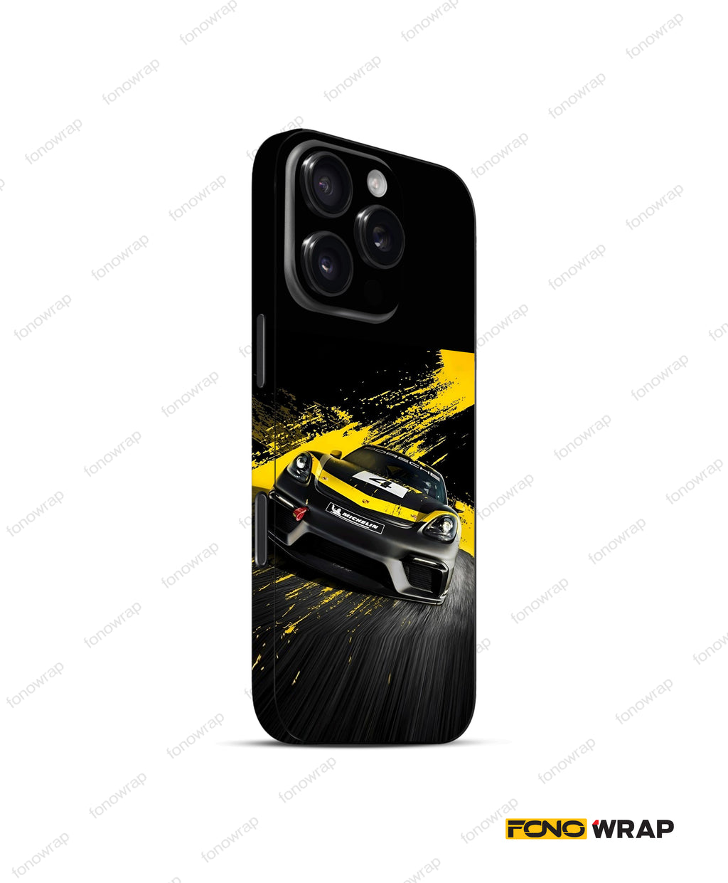 Black and Yellow Car Embossed Mobile Skin