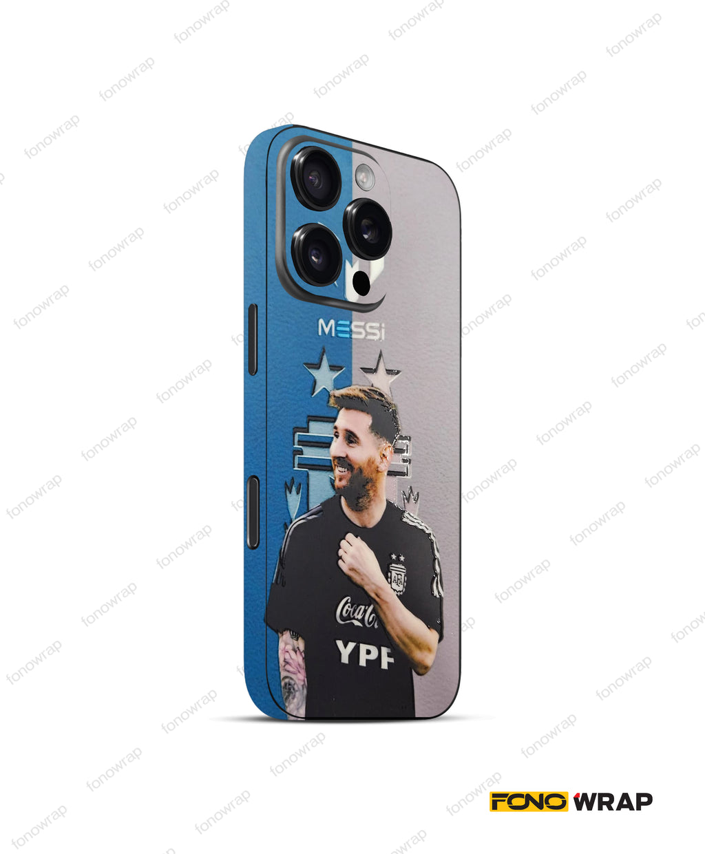 Messi Teal Blue Embossed Mobile Skin