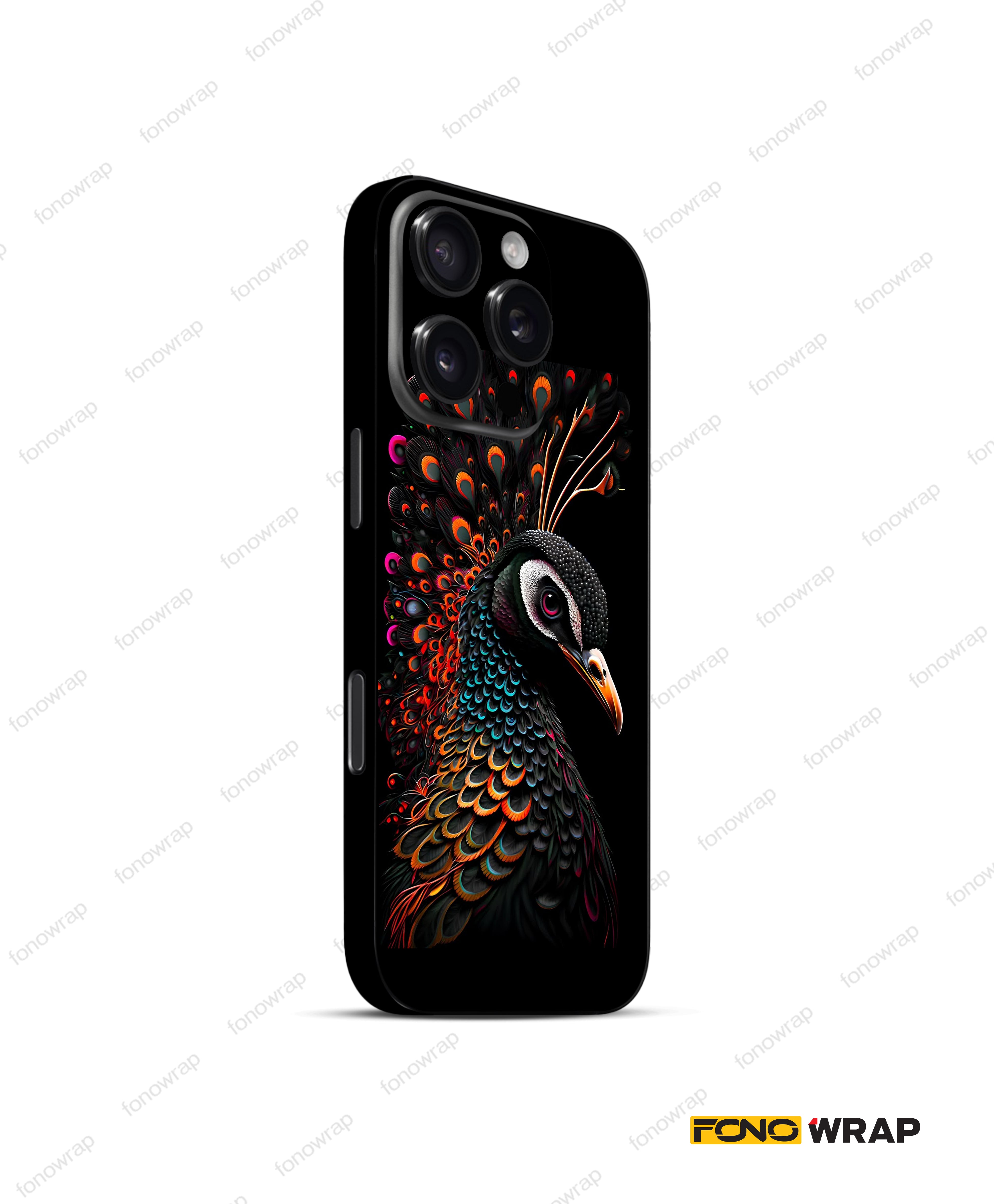 Vibrant Peacock 3D Embossed Mobile Skin