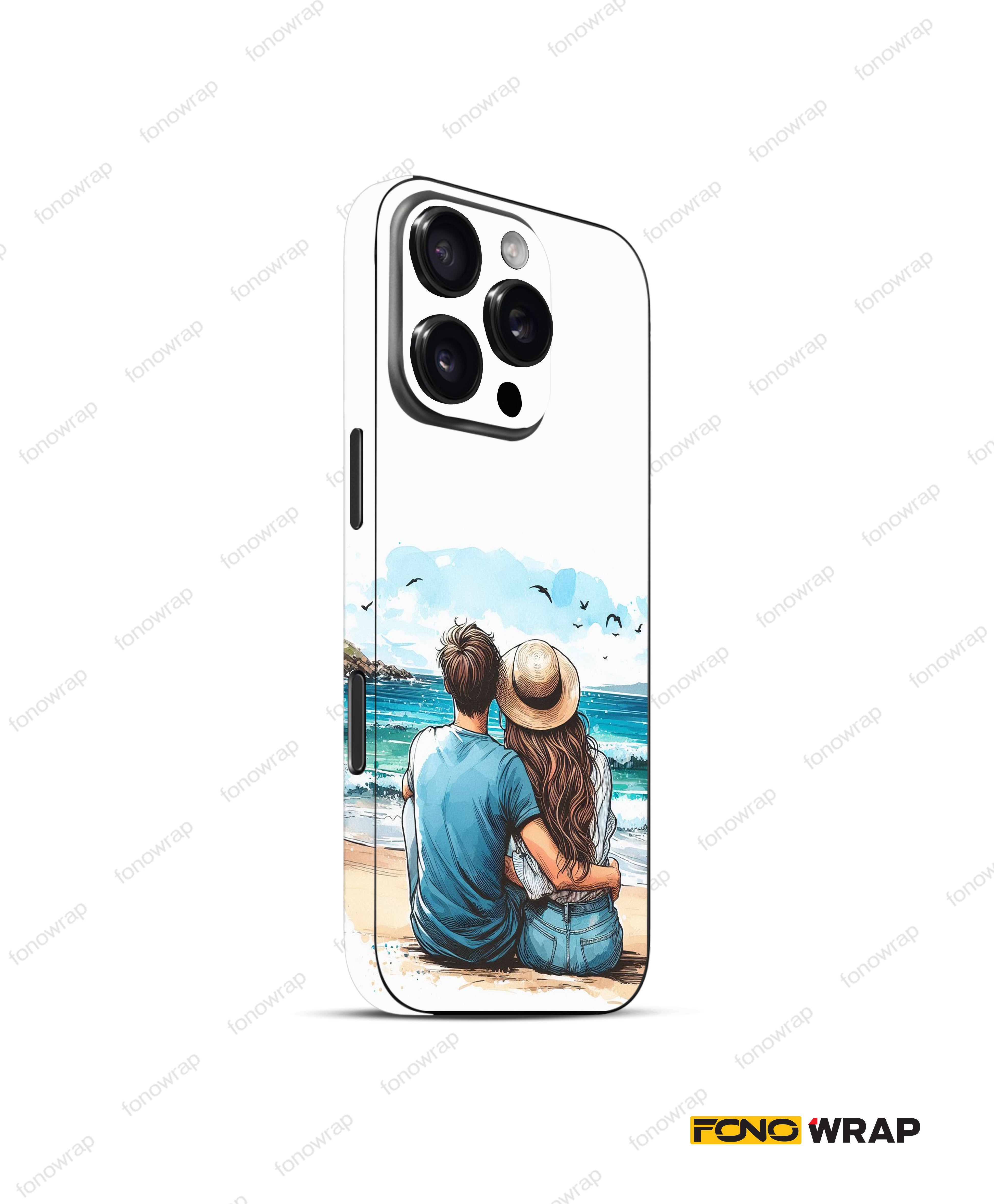 Couple Sketch Art 3D Embossed Mobile Skin