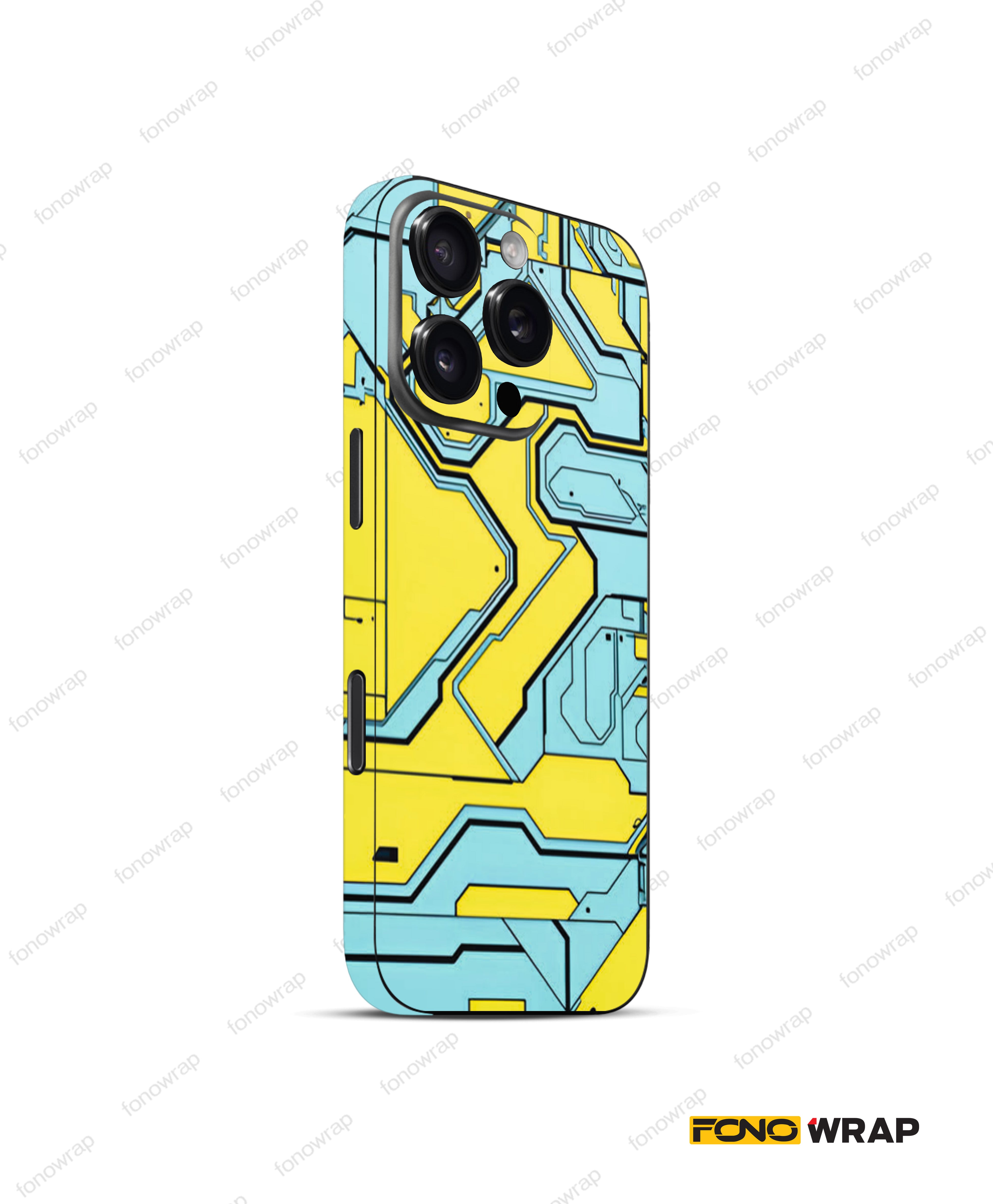Blue And Yellow Circuit 3D Embossed Mobile Skin