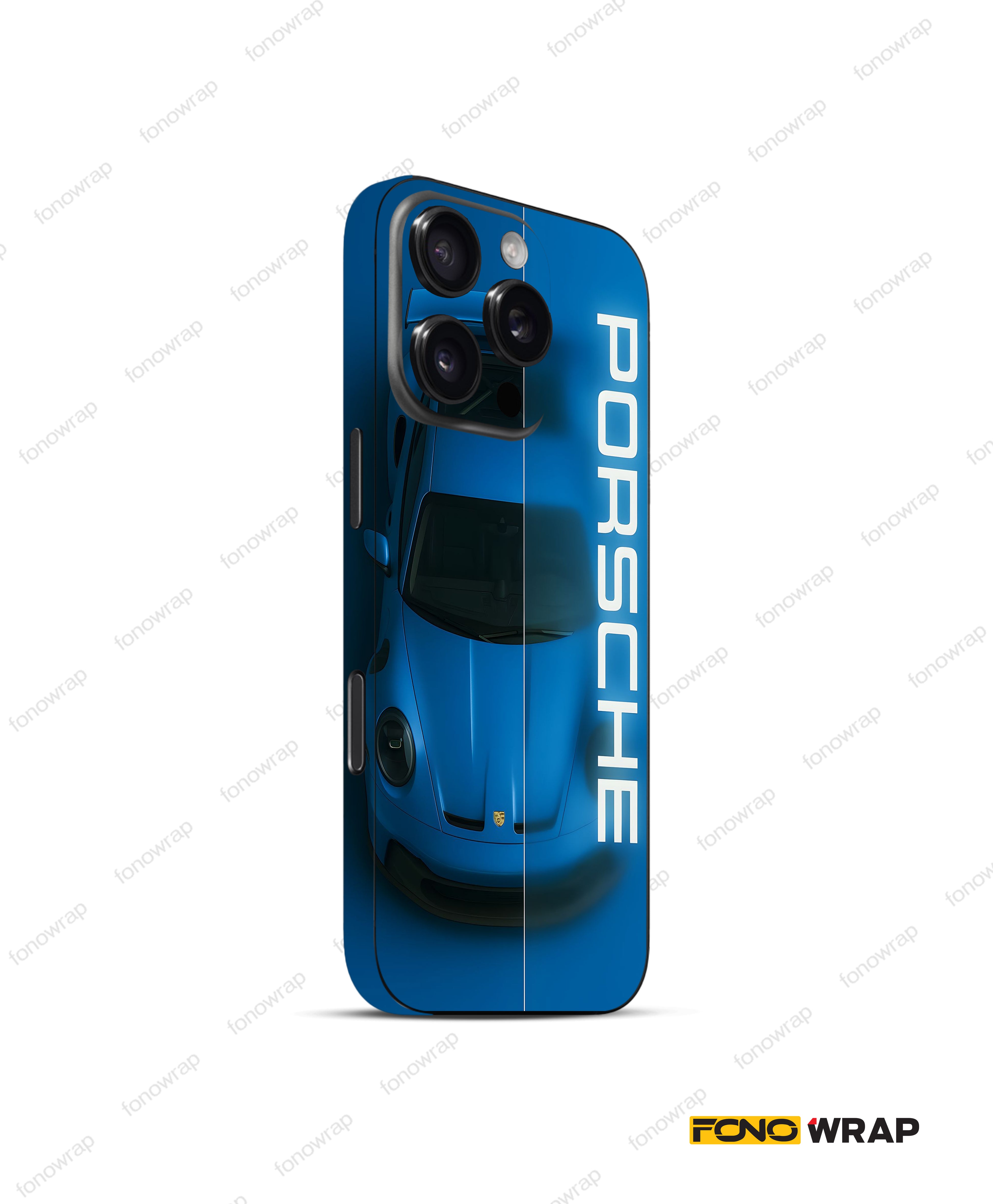 Blue Porsche 3D Embossed Mobile Skin