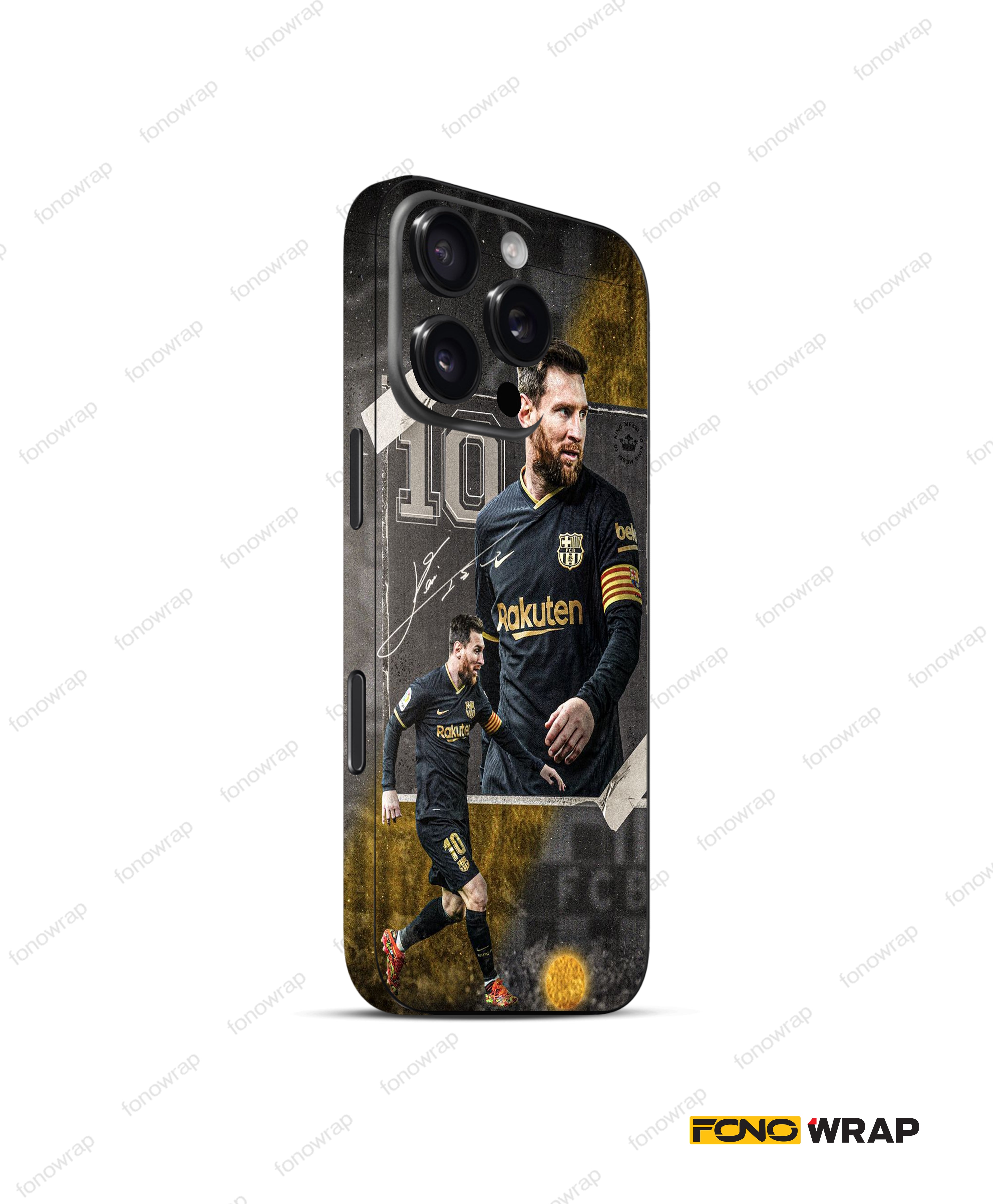 Golden Messi 3D Embossed Mobile Skin