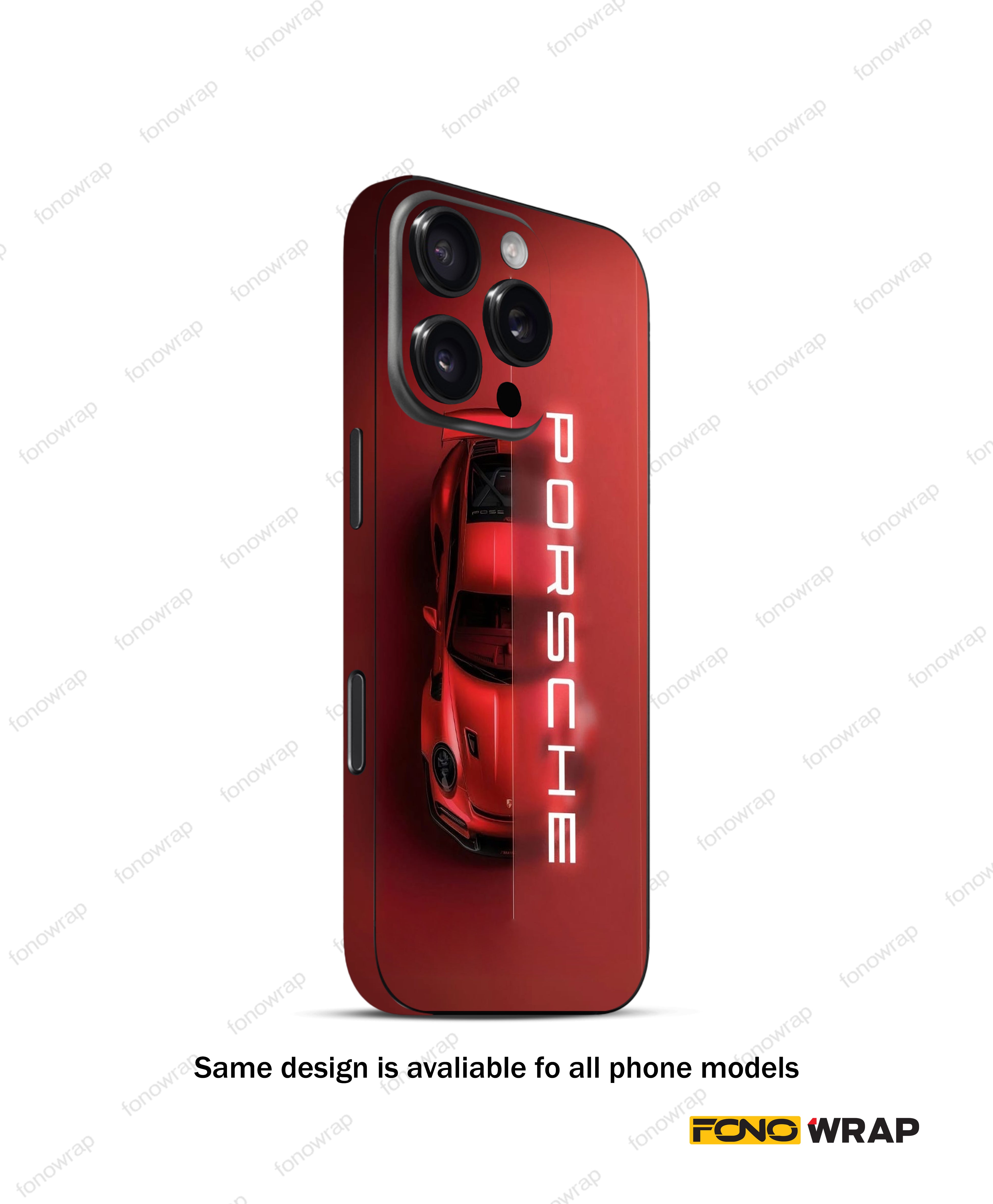 Red Porsche 3D Embossed Mobile Skin