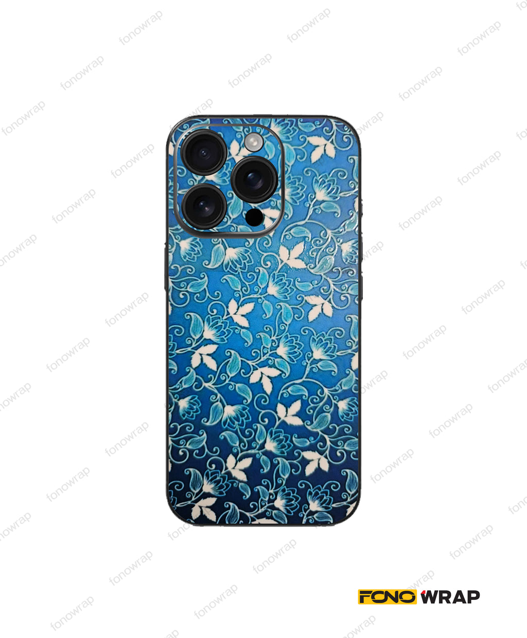 Blue Floral Embossed Mobile Skin