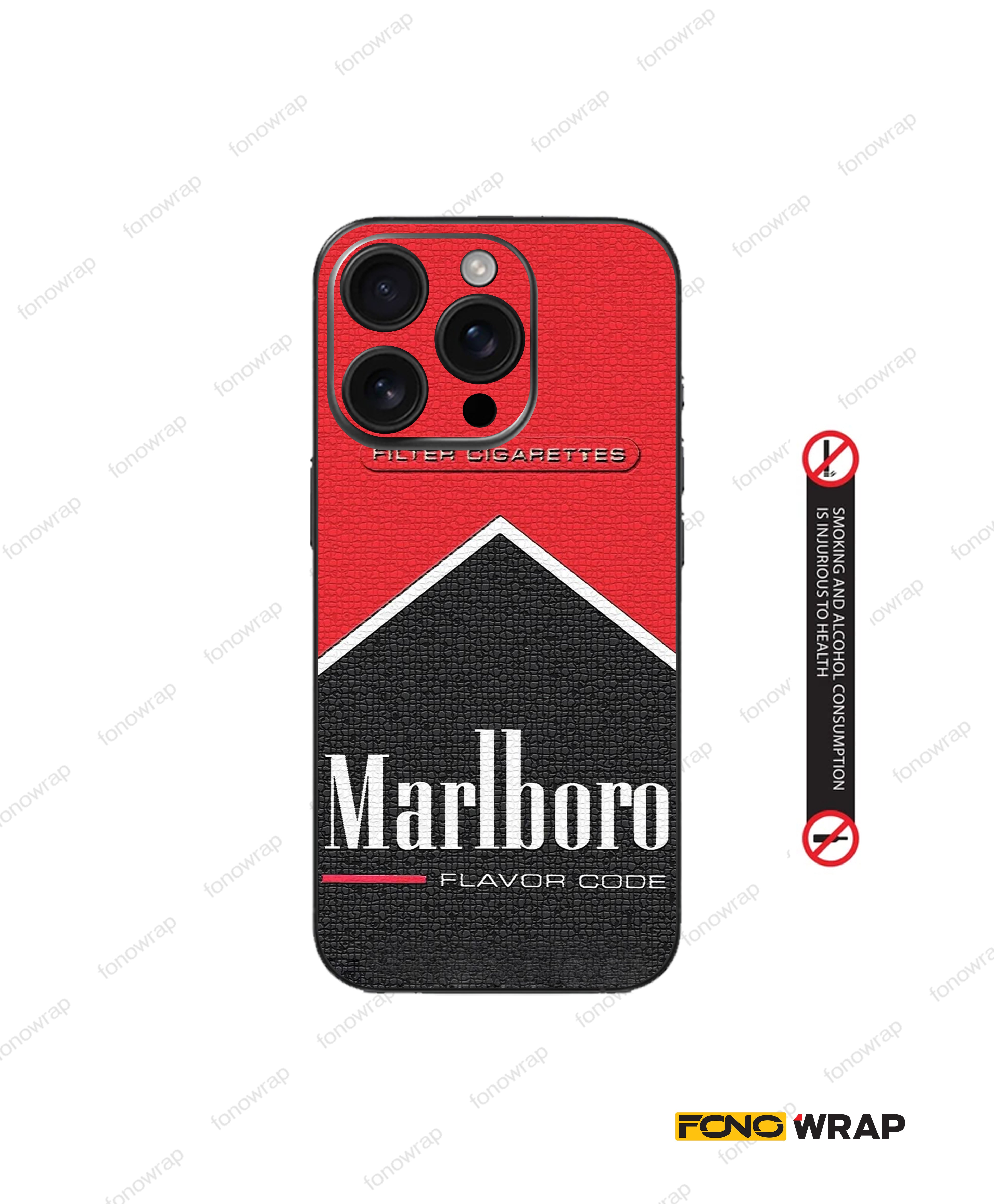 Black Marlboro 3D Embossed Mobile Skin