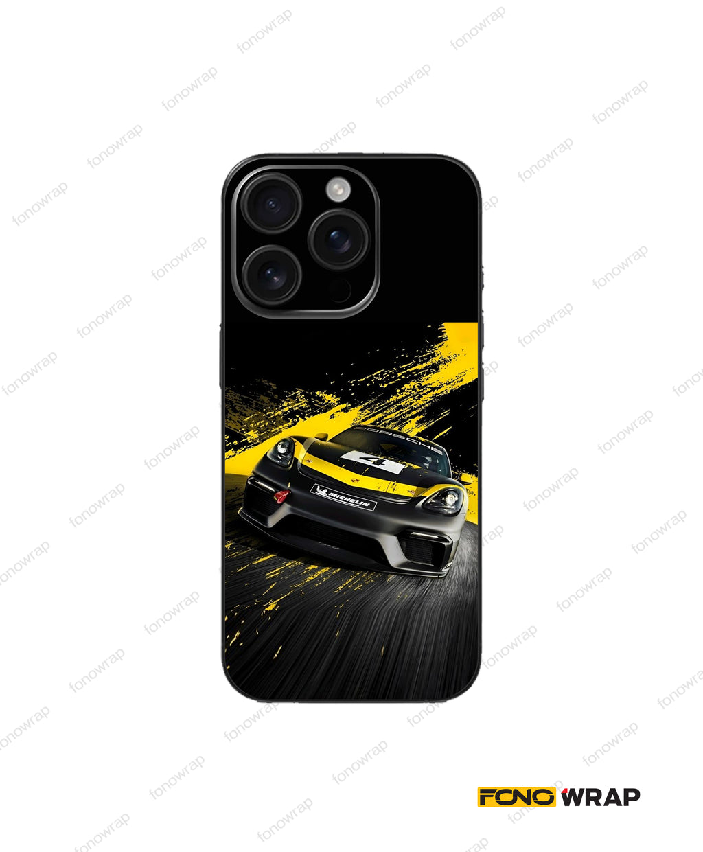 Black and Yellow Car Embossed Mobile Skin