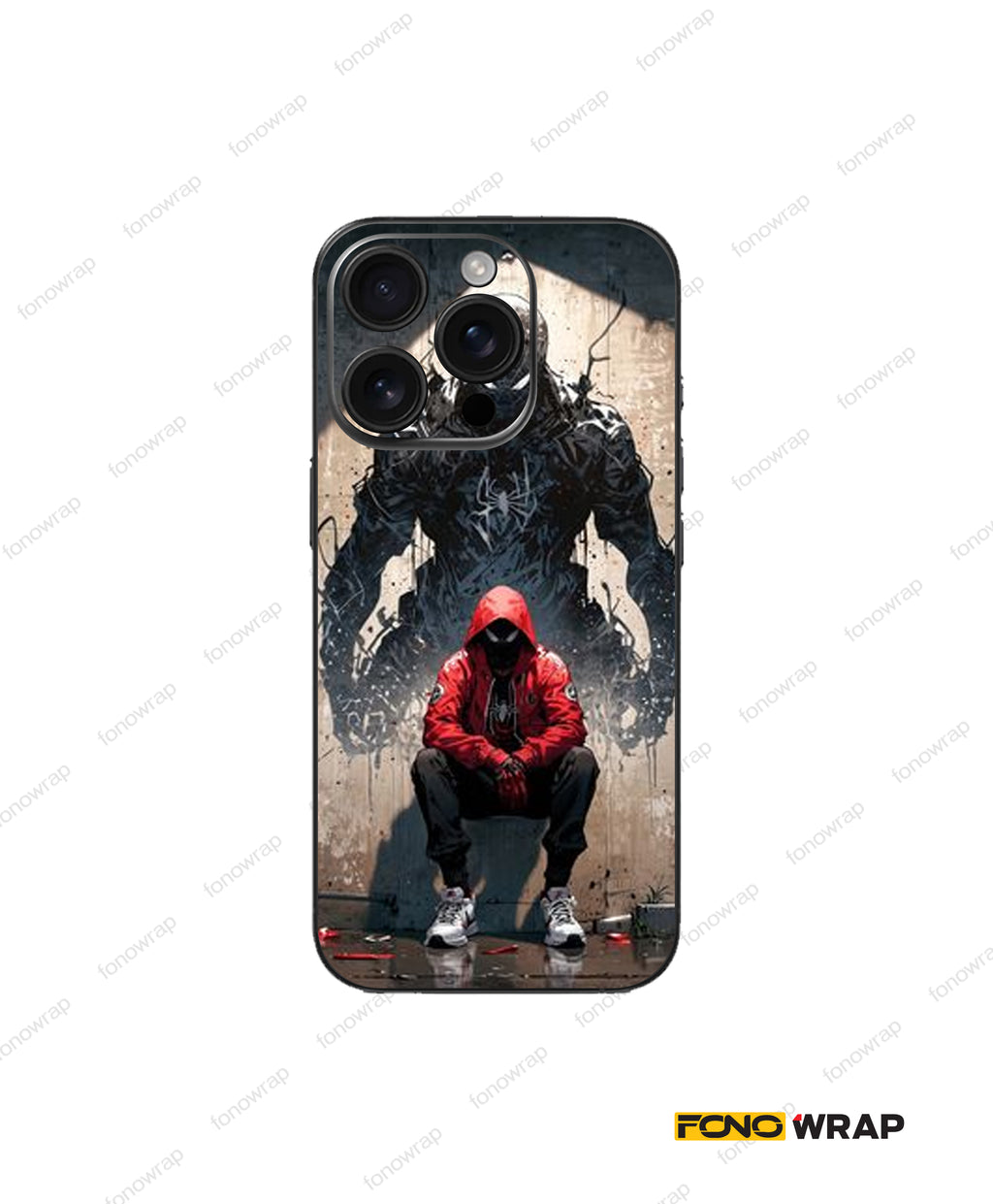 Black Spidy Embossed Mobile Skin