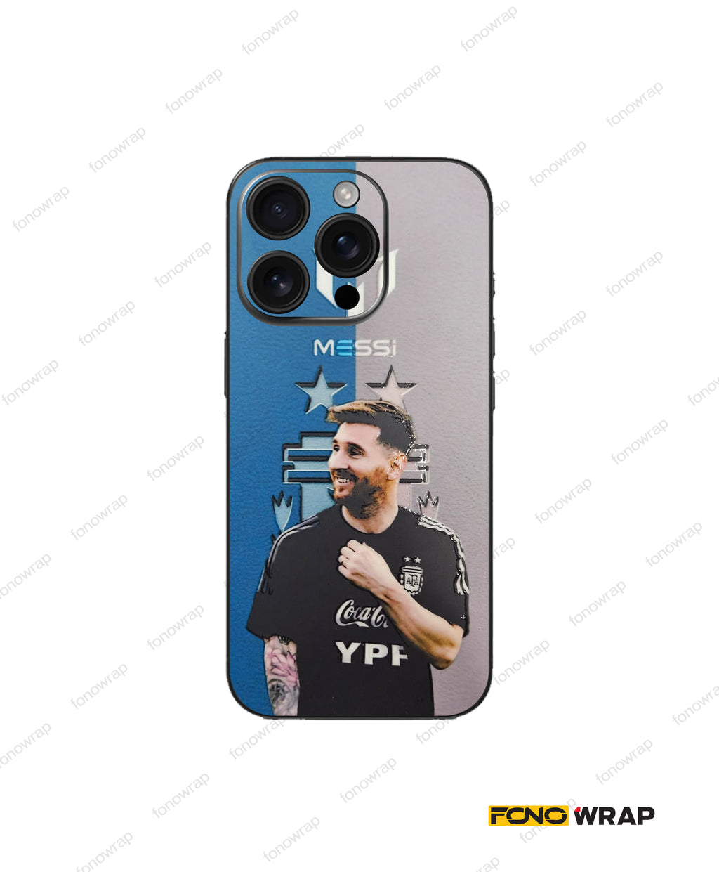 Messi Teal Blue Embossed Mobile Skin