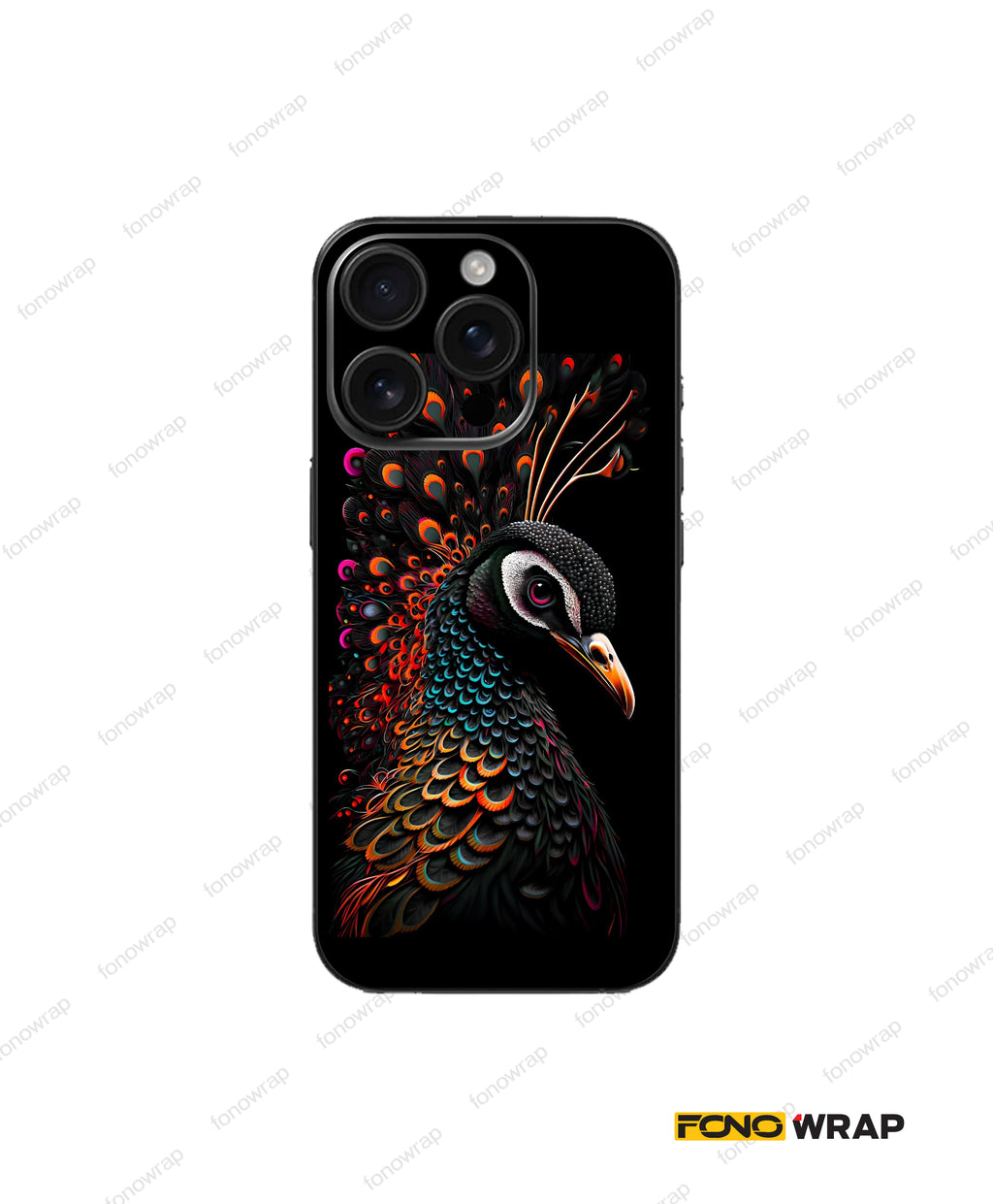Vibrant Peacock Embossed Mobile Skin