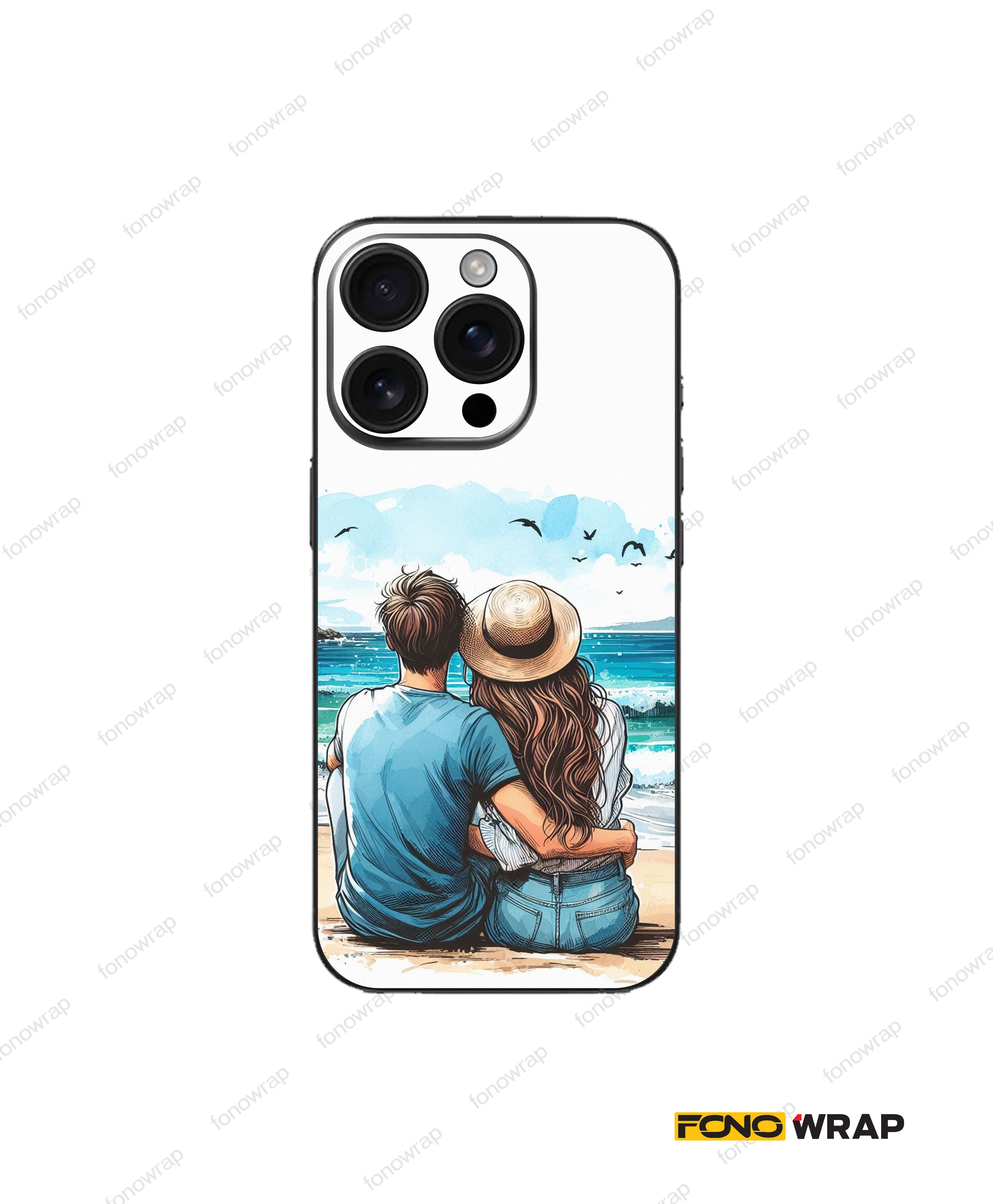 Couple Sketch Art 3D Embossed Mobile Skin