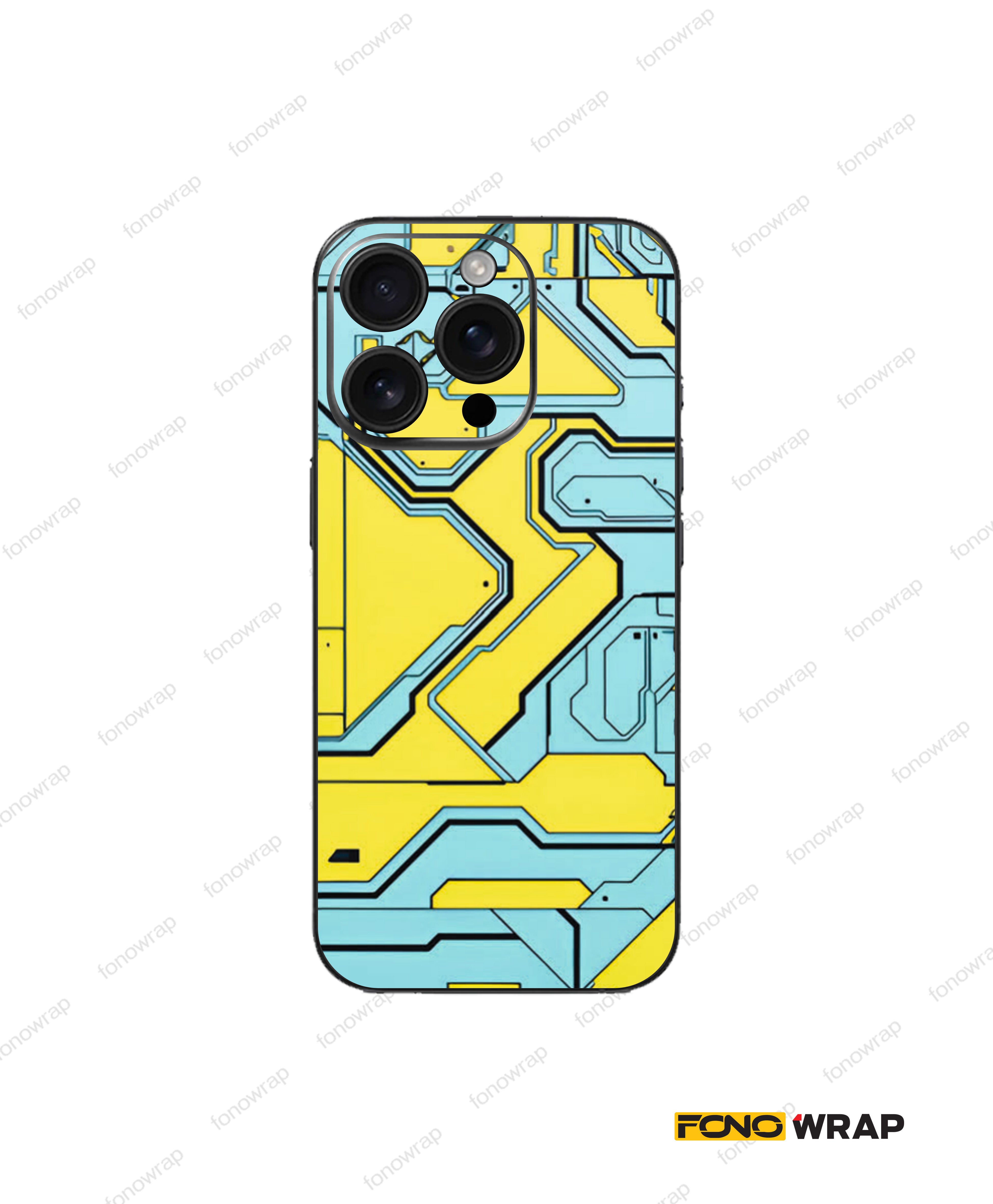 Blue And Yellow Circuit 3D Embossed Mobile Skin