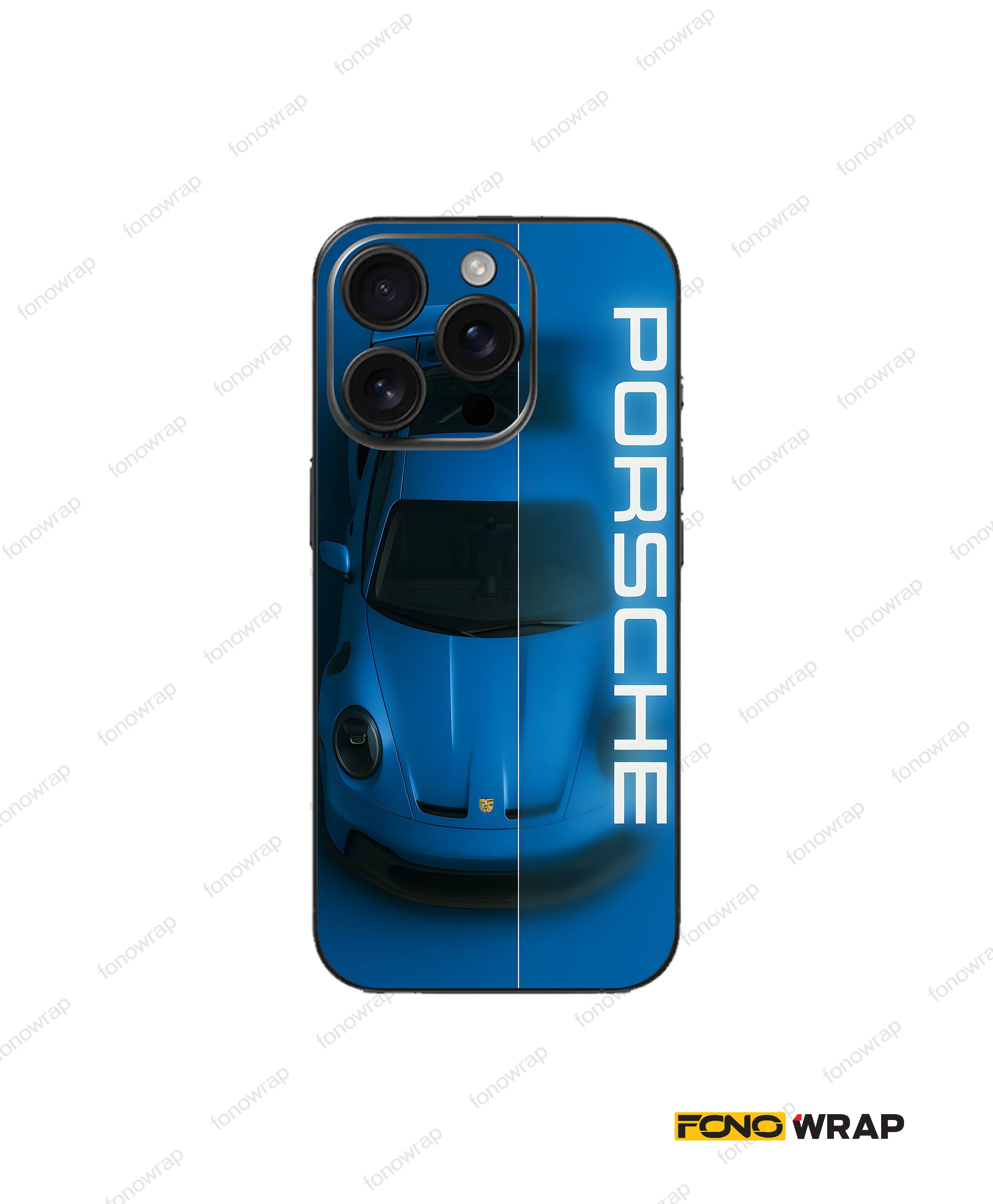 Blue Porsche 3D Embossed Mobile Skin