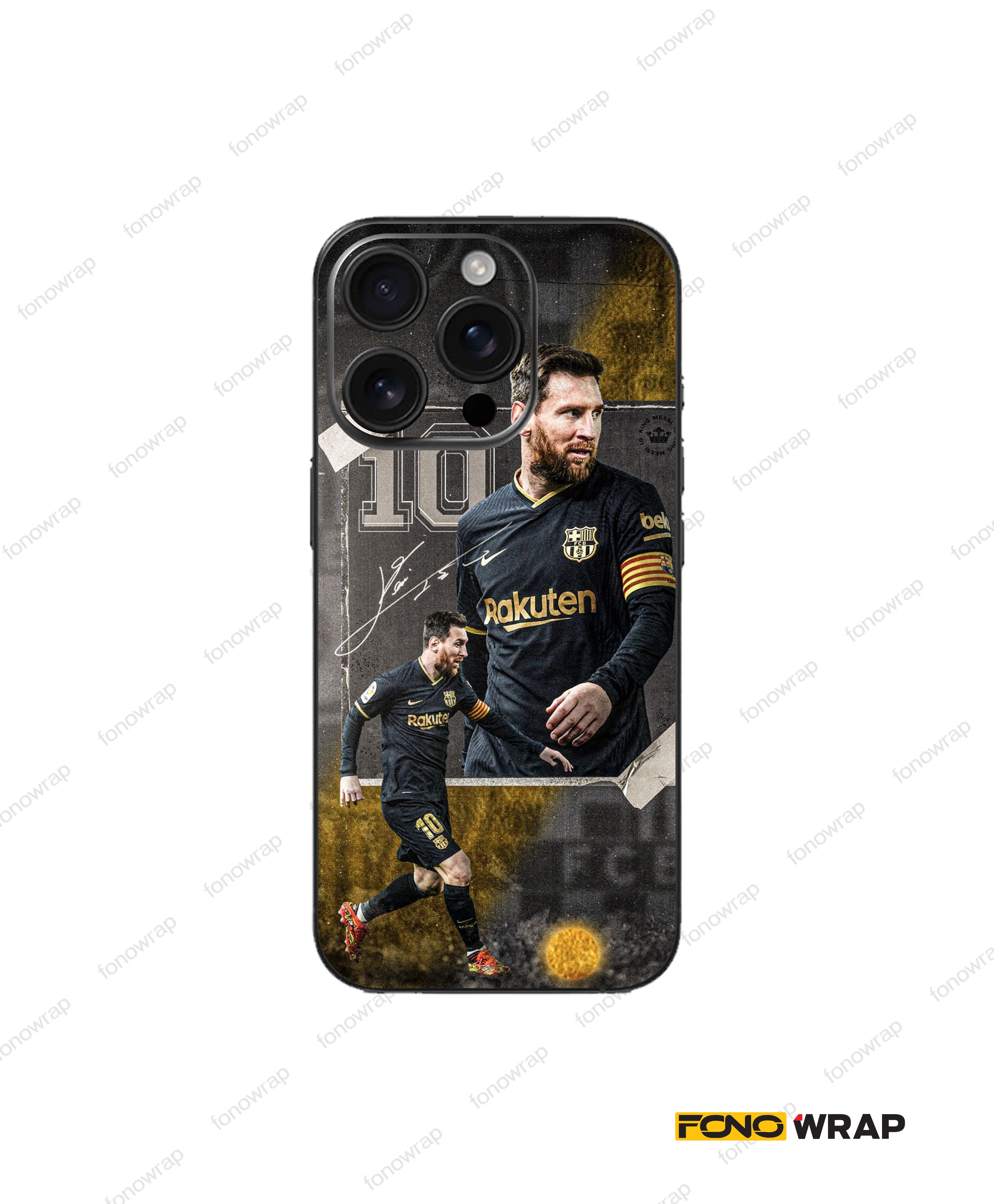 Golden Messi 3D Embossed Mobile Skin