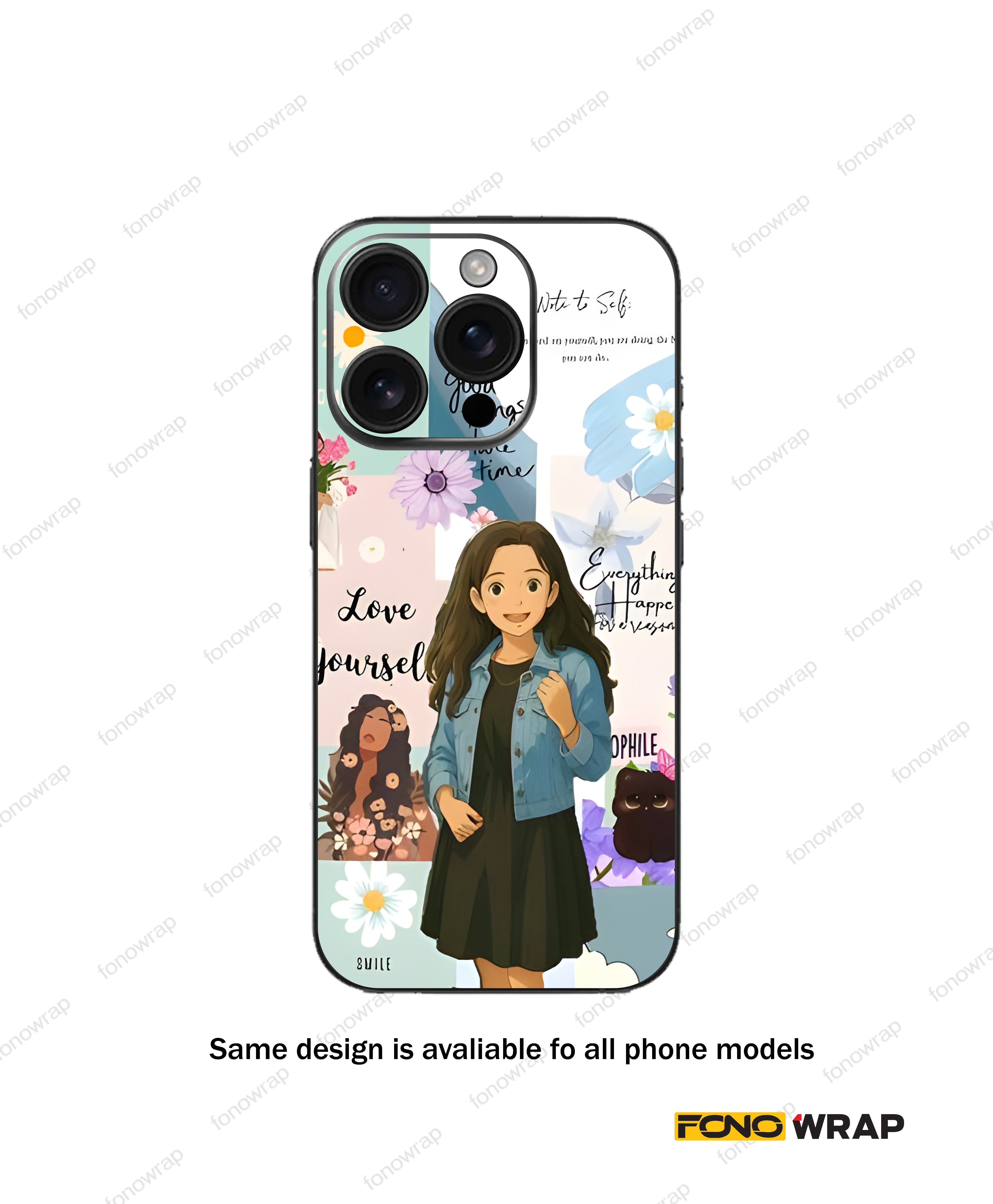 Cute Girl 3D Embossed Mobile Skin