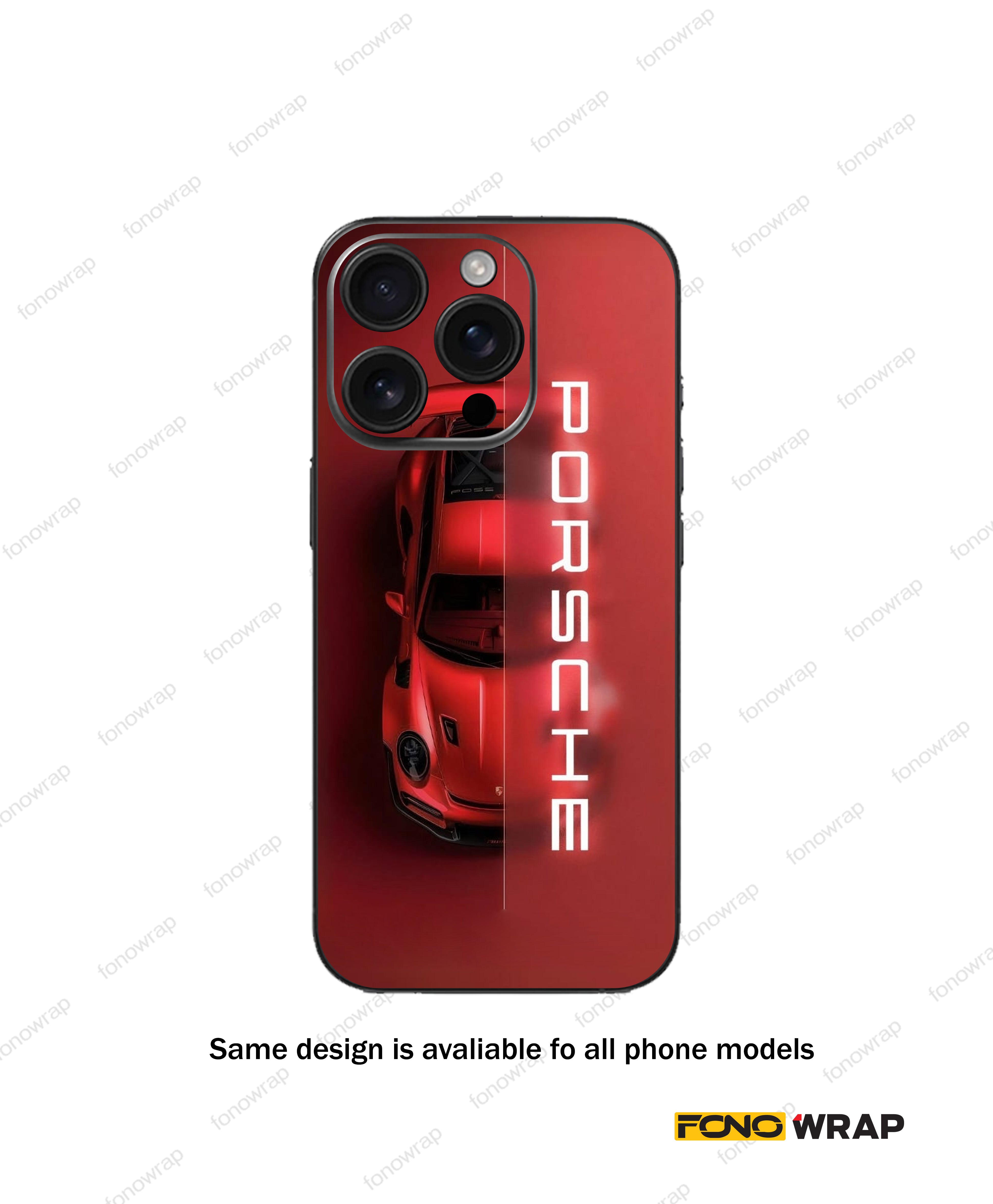 Red Porsche 3D Embossed Mobile Skin