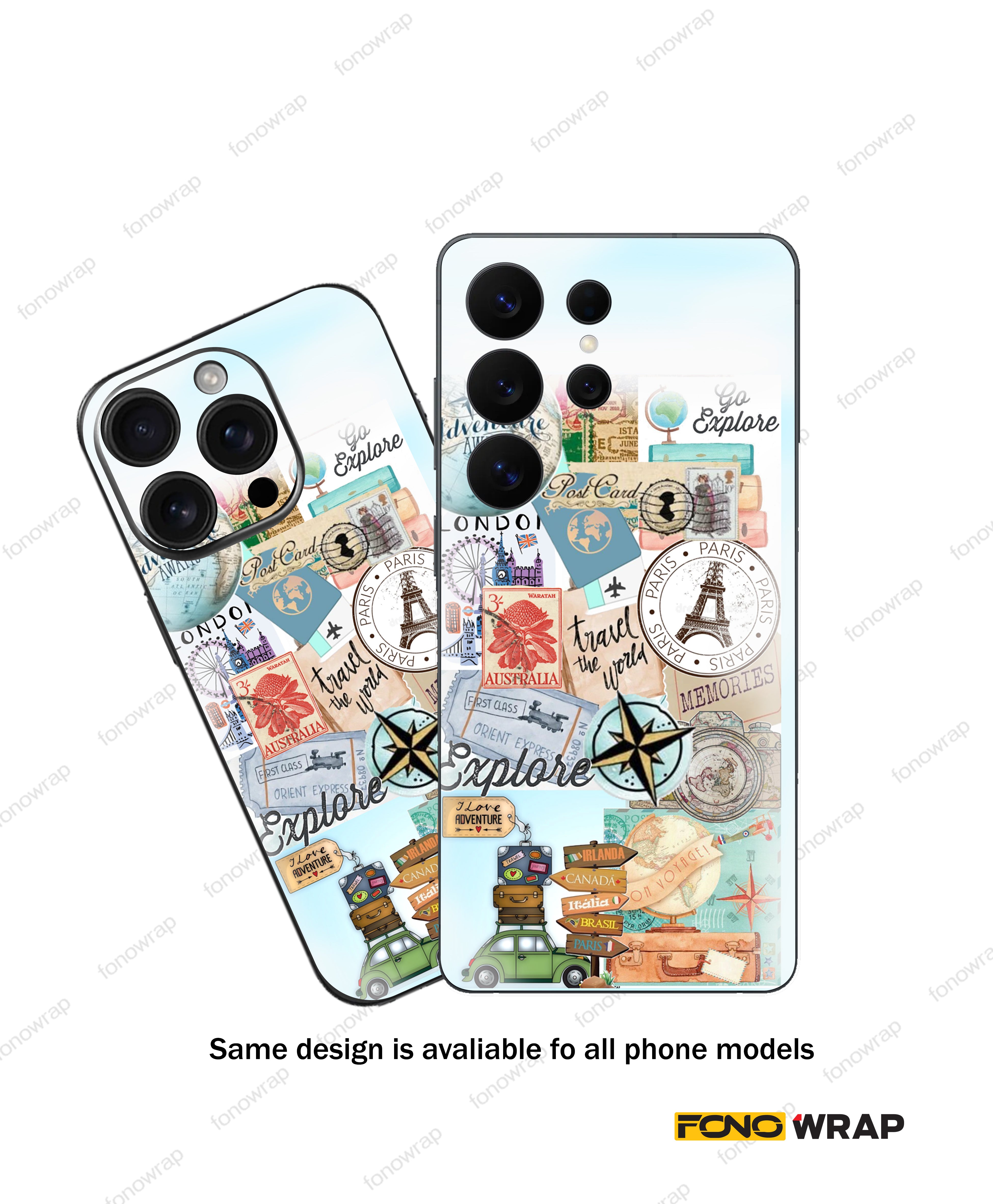 Travel the world  3D Embossed Mobile Skin