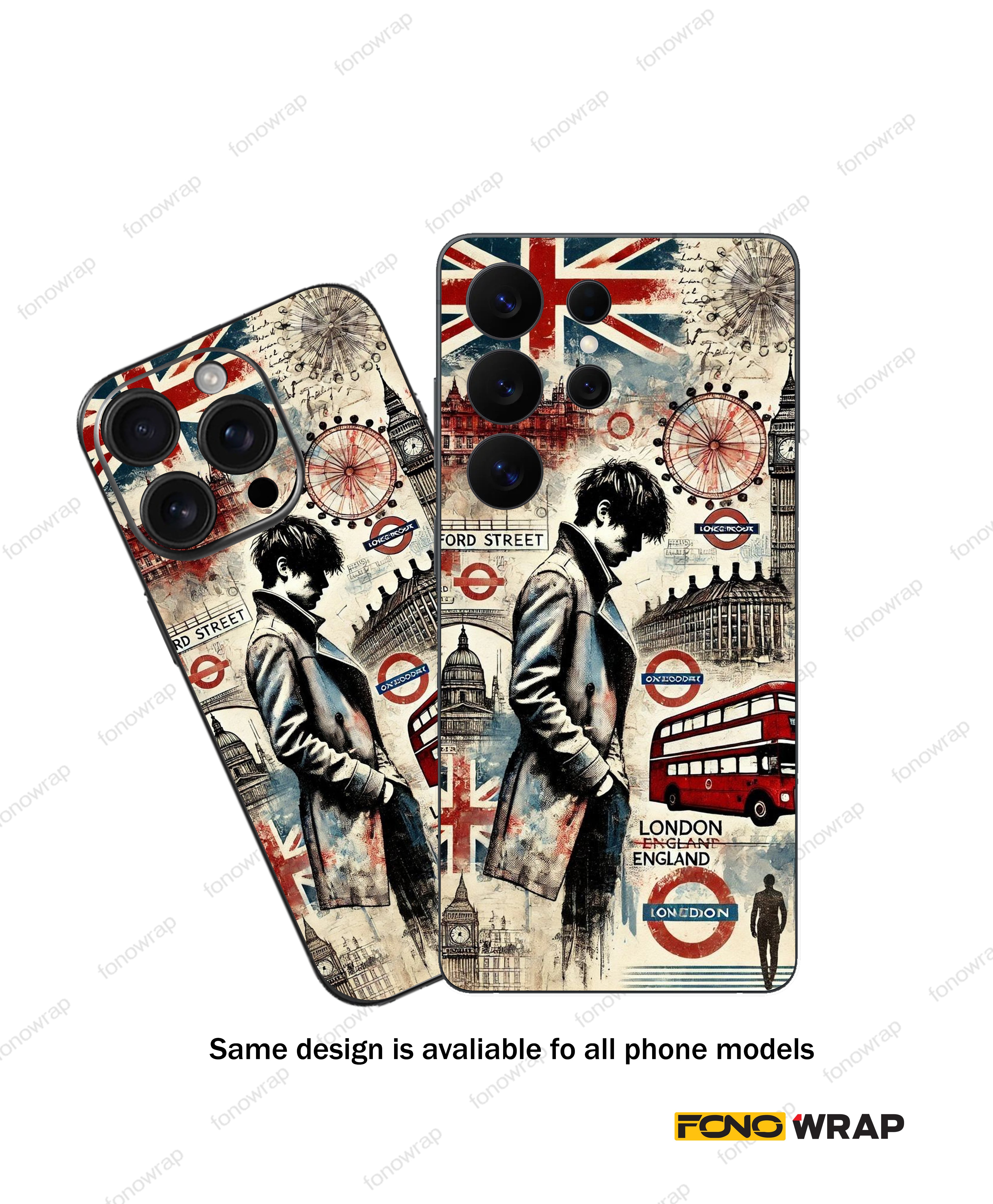 London Flag 3D Embossed Mobile Skin