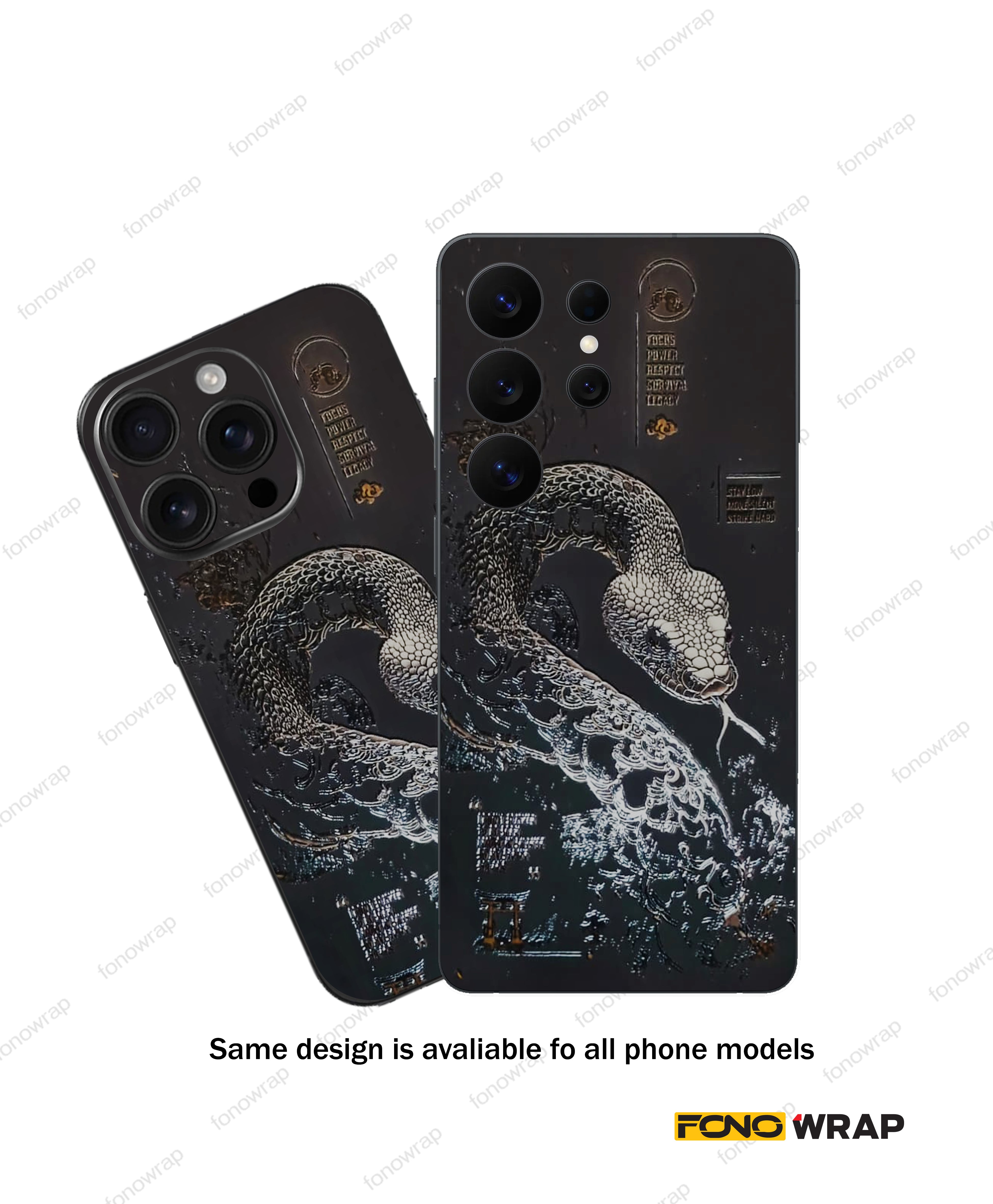 Black Snake 3D Embossed Mobile Skin