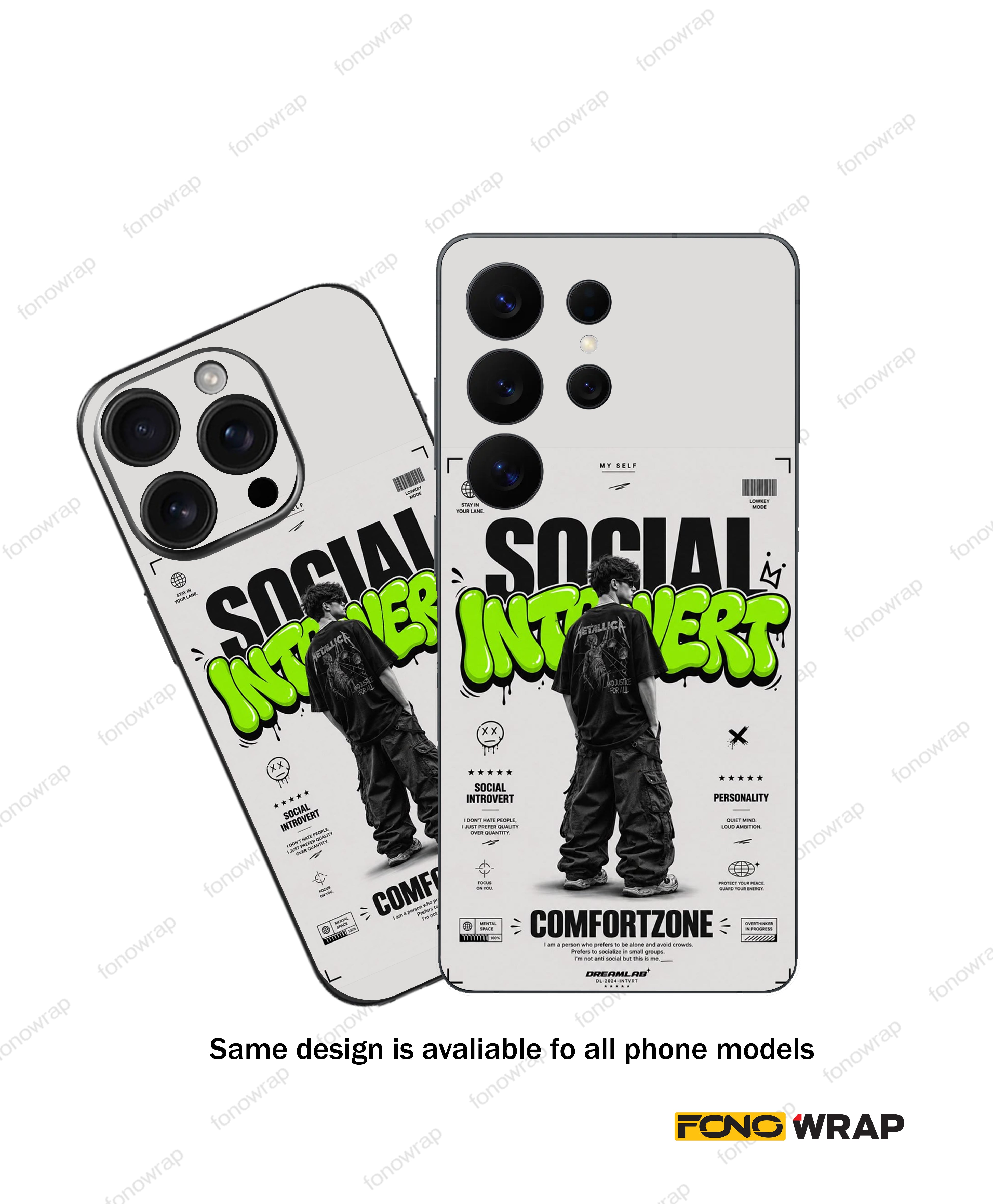 Social Introvert 3D Embossed Mobile Skin