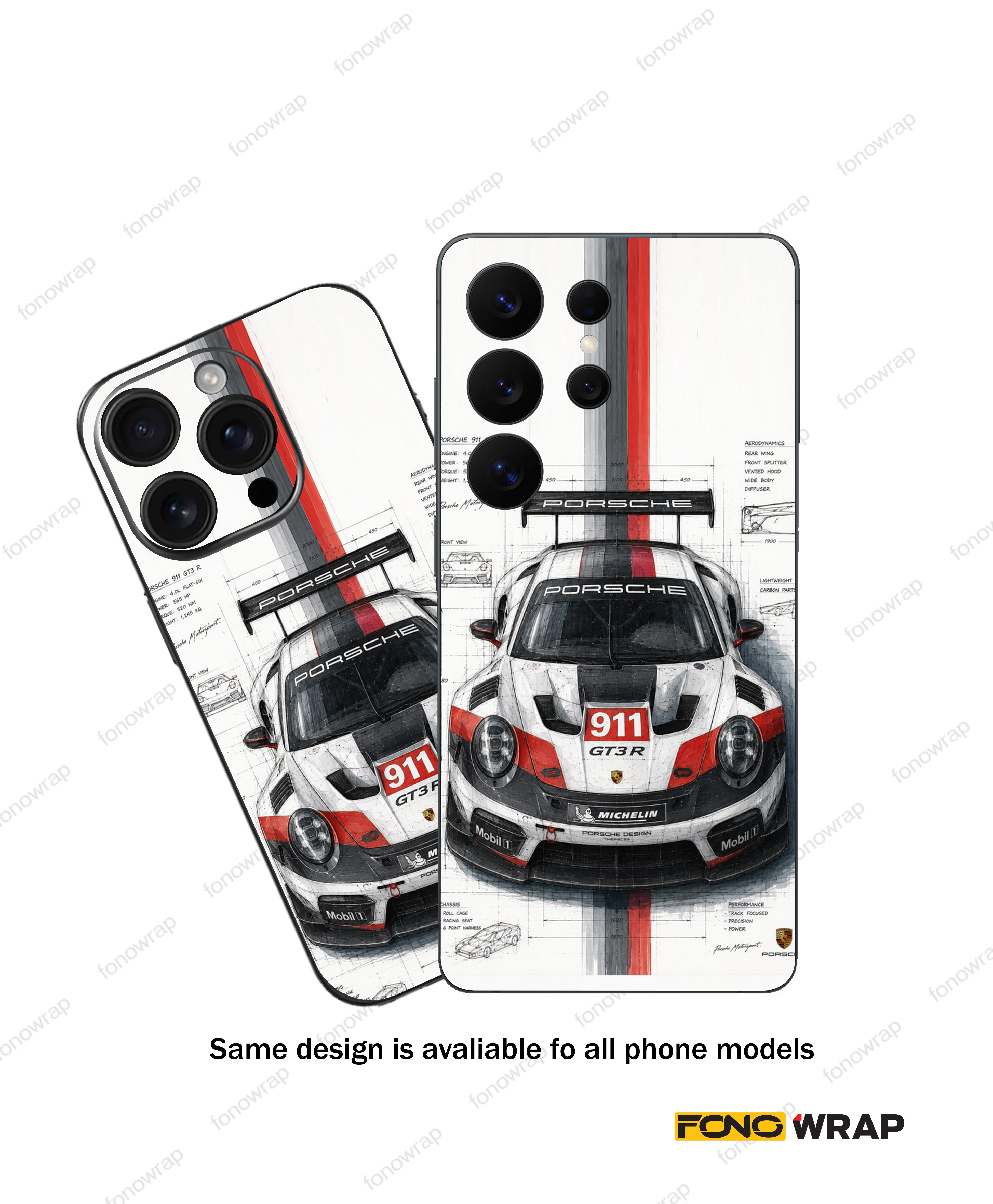 Porsche 911 GTR 3D Embossed Mobile Skin